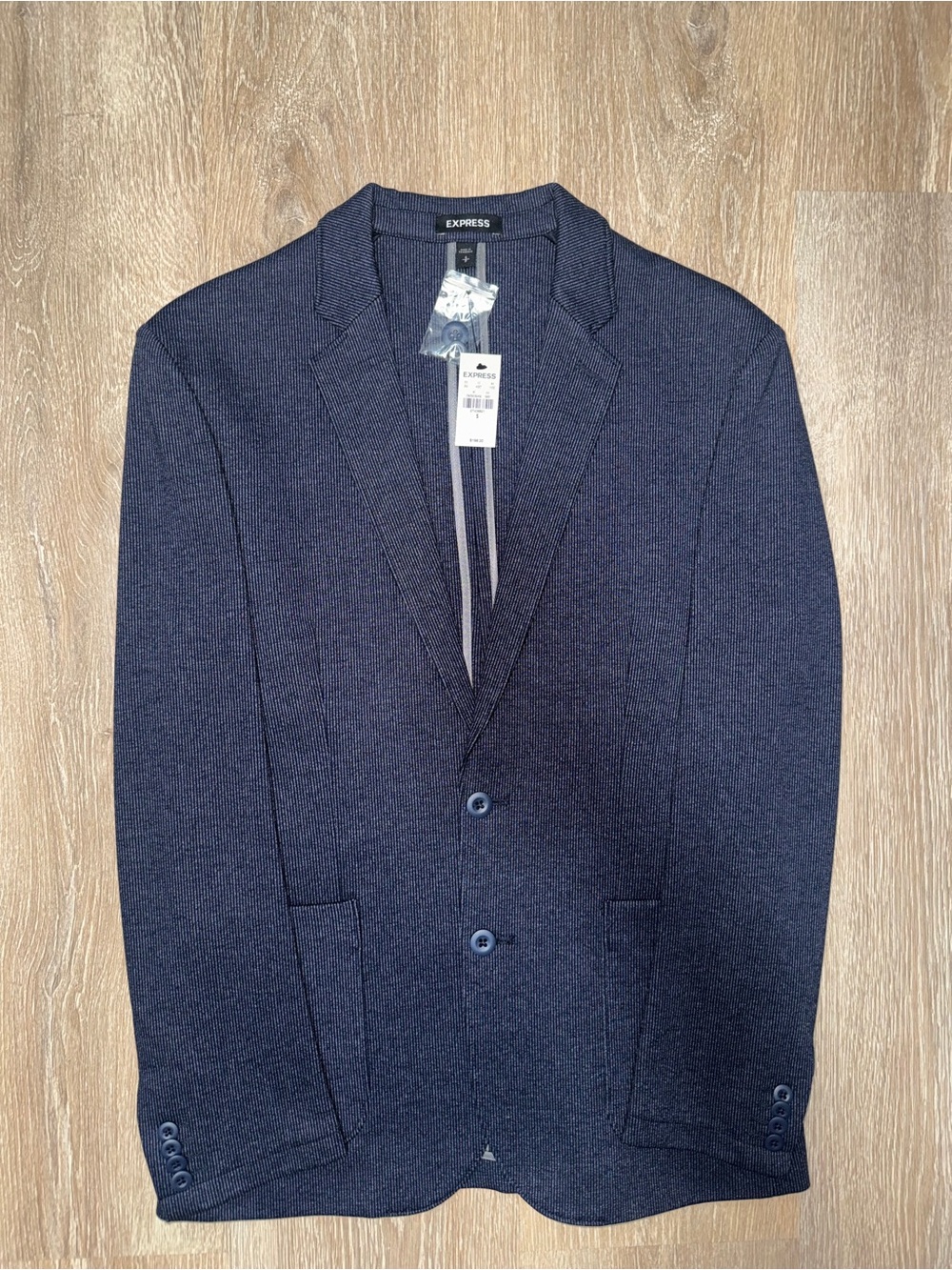 Express Men's Navy Pinstripe Suit Jacket/Blazer | Size S